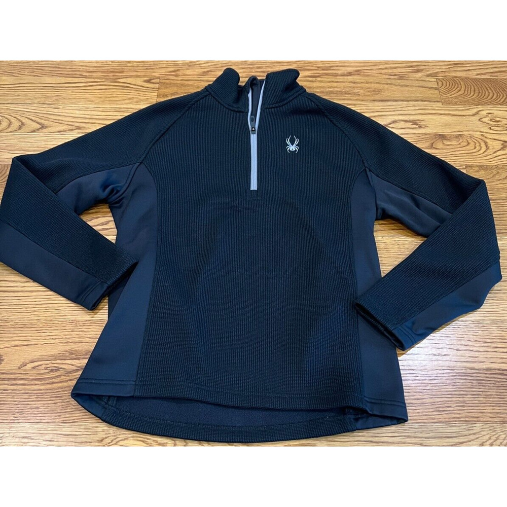 Women's SPYDER‎ Quarter Zip Waffle Pullover Size Medium Black